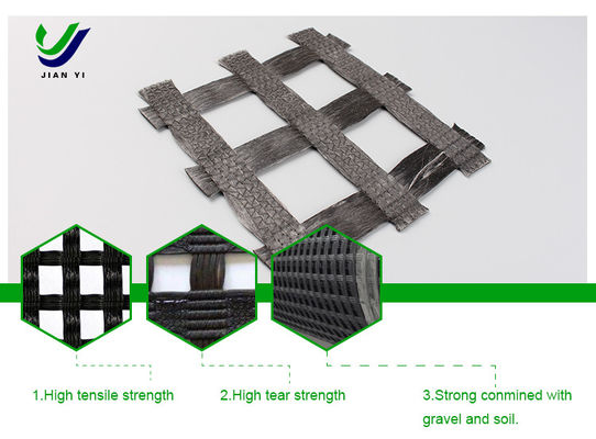 हल्के और जल निकासी उच्च तन्यता शक्ति Warp बुना हुआ पॉलिएस्टर Geogrid