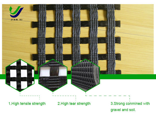 उच्च सीलिंग शक्ति और कम लम्बाई के Warp बुना पॉलिएस्टर Geogrid