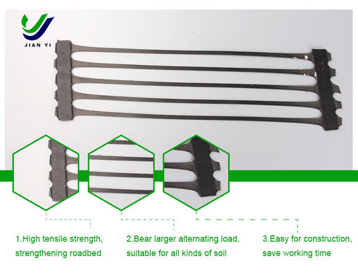सड़क और रेलवे उपवर्ग सुदृढीकरण में मजबूत भारोत्तोलन क्षमता के लिए उच्च तन्यता शक्ति और यूवी प्रतिरोध के साथ एक अक्षीय जियोग्रिड