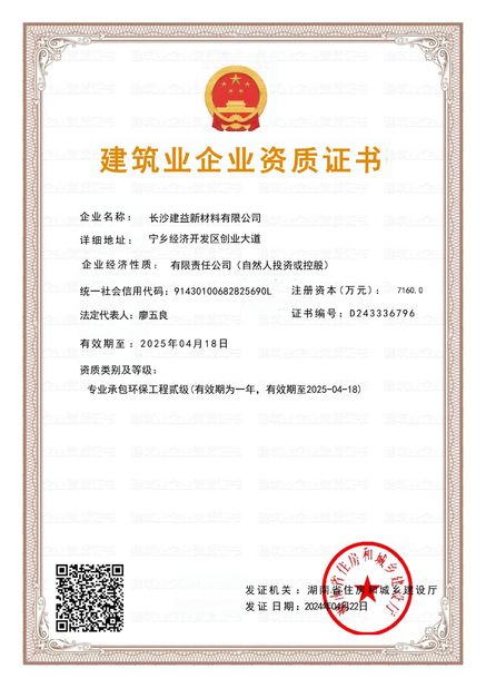 चीन Changsha Jian-Yi New Material Co., Ltd. प्रमाणपत्र